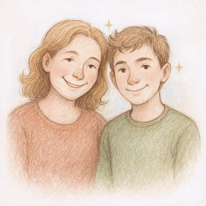 A happy mother and her teenage son