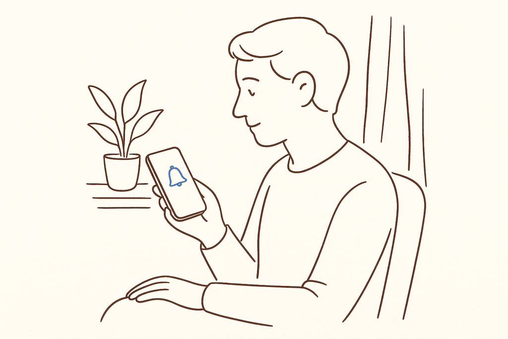 A parent receiving a calm notification alert on a phone