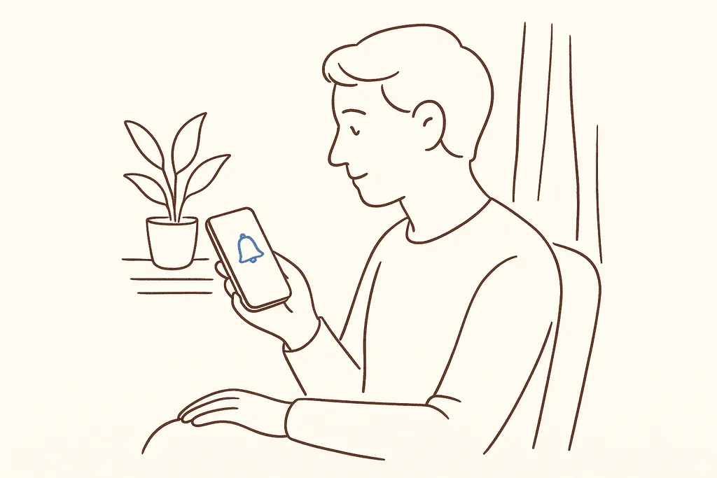 A parent receiving a calm notification alert on a phone