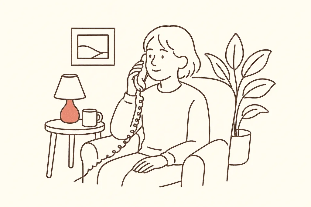 A young person talking on the phone in a cozy room
