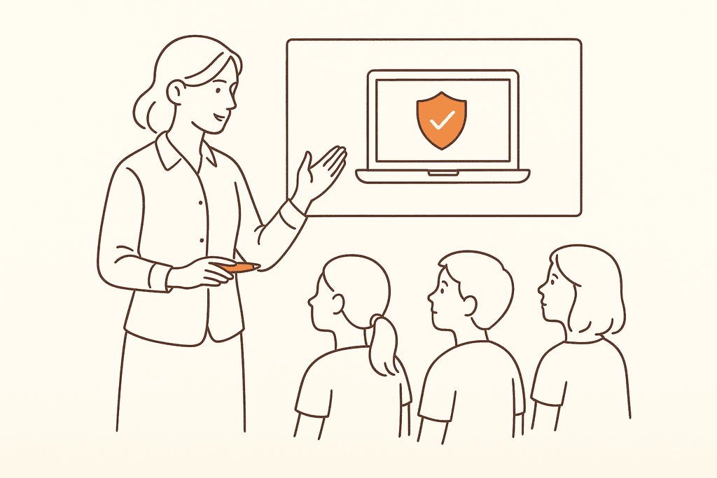 A teacher leading a digital-citizenship lesson