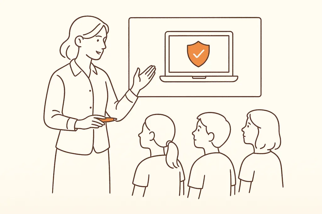 A teacher leading a digital-citizenship lesson