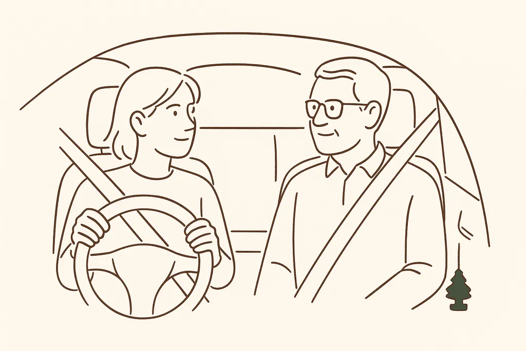 A teen driver with a parent in the passenger seat