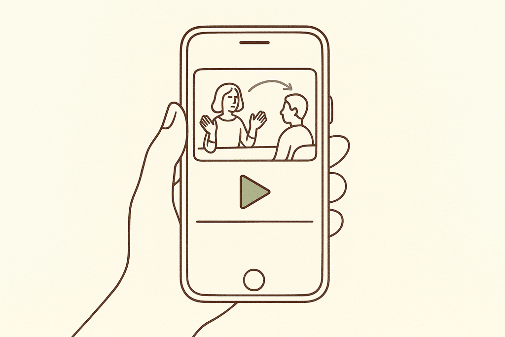 A phone showing a short educational video before a clip