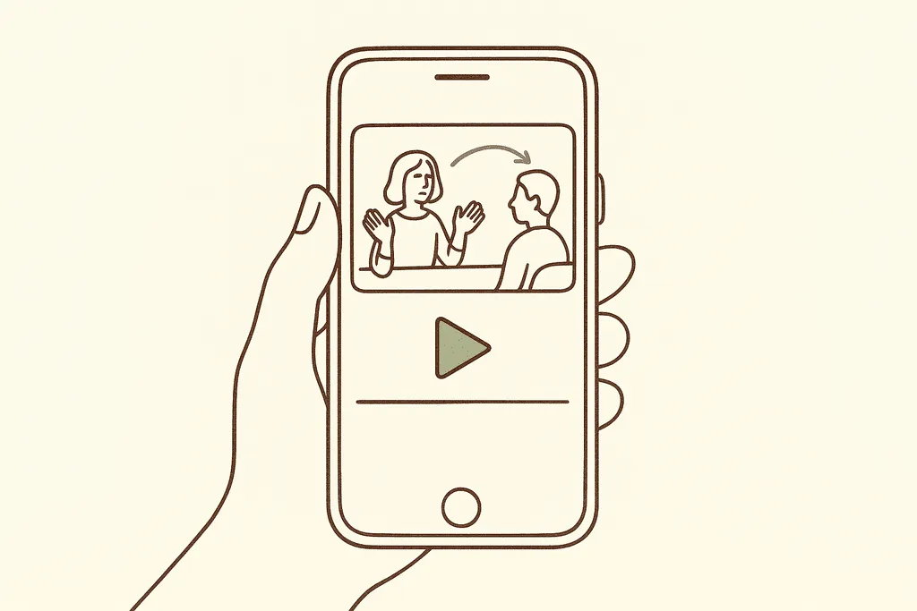 A phone showing a short educational video before a clip