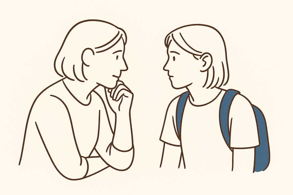 A parent listening closely to their teen