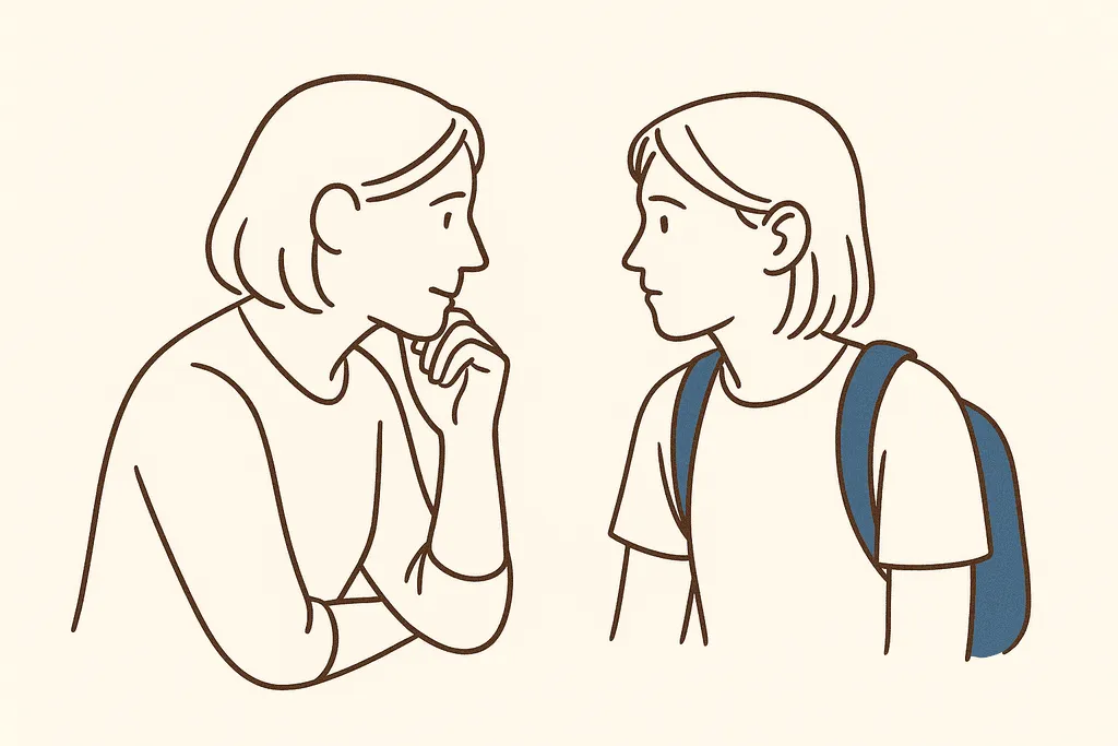 A parent listening closely to their teen