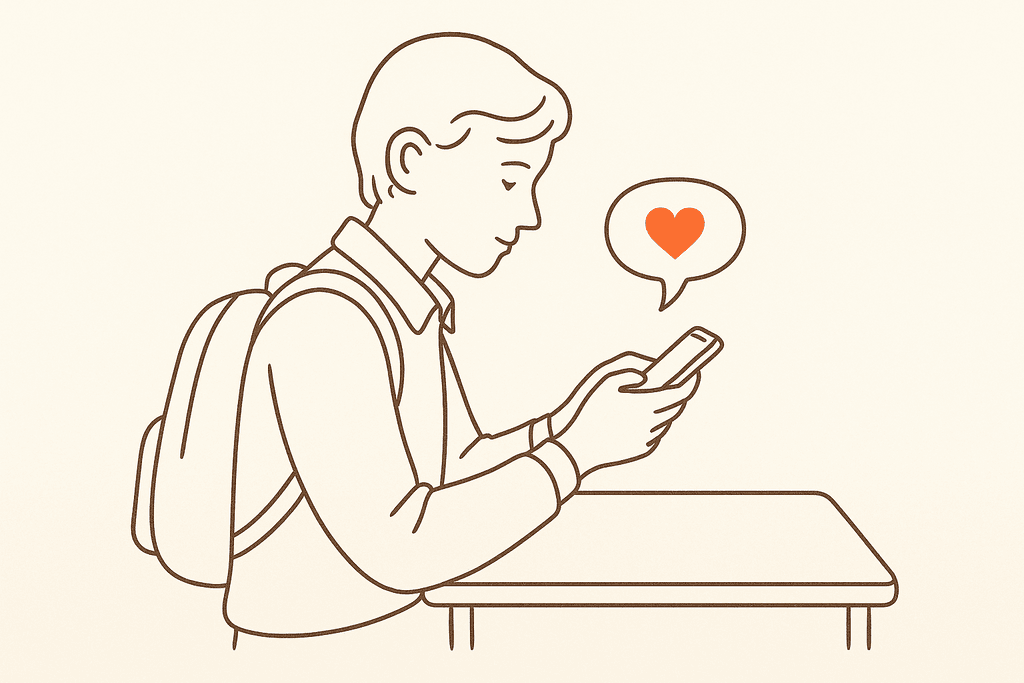 A student quietly sending a message on a phone