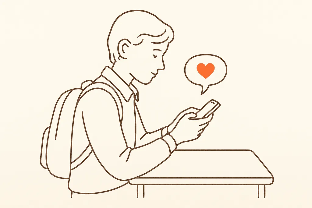 A student quietly sending a message on a phone