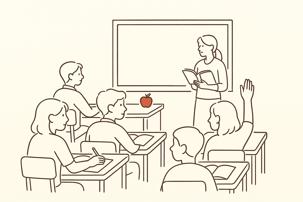 A classroom of engaged students with no phones in sight