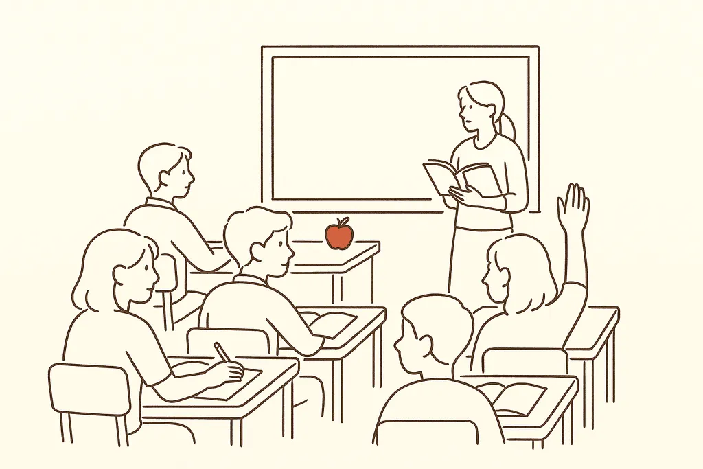 A classroom of engaged students with no phones in sight