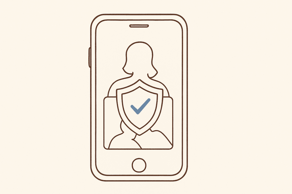 A phone with a shield icon over a hidden photo