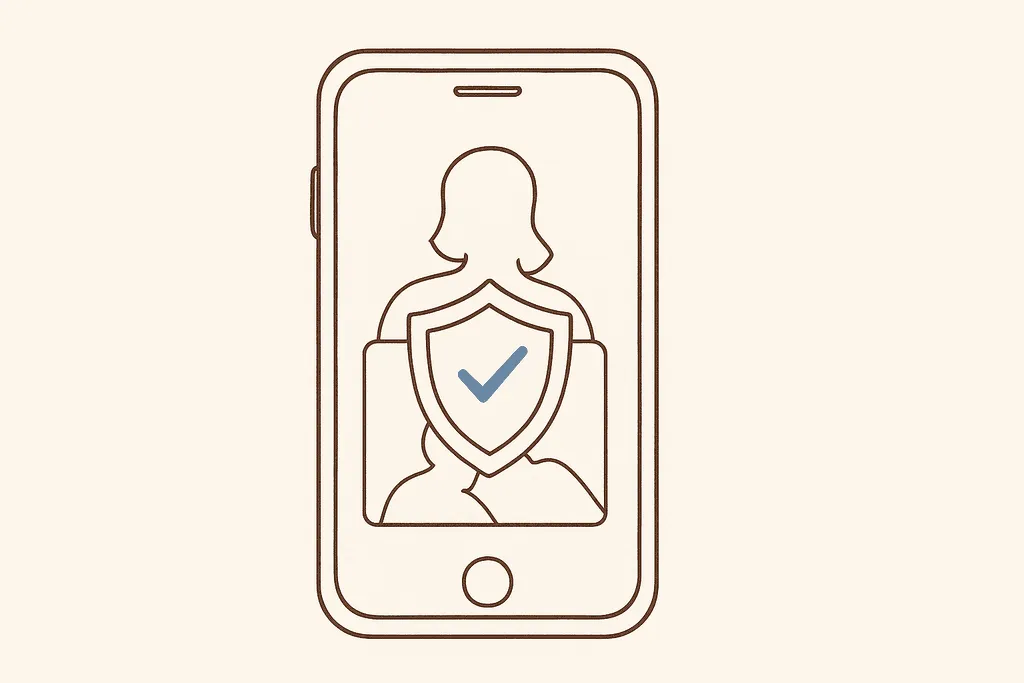 A phone with a shield icon over a hidden photo