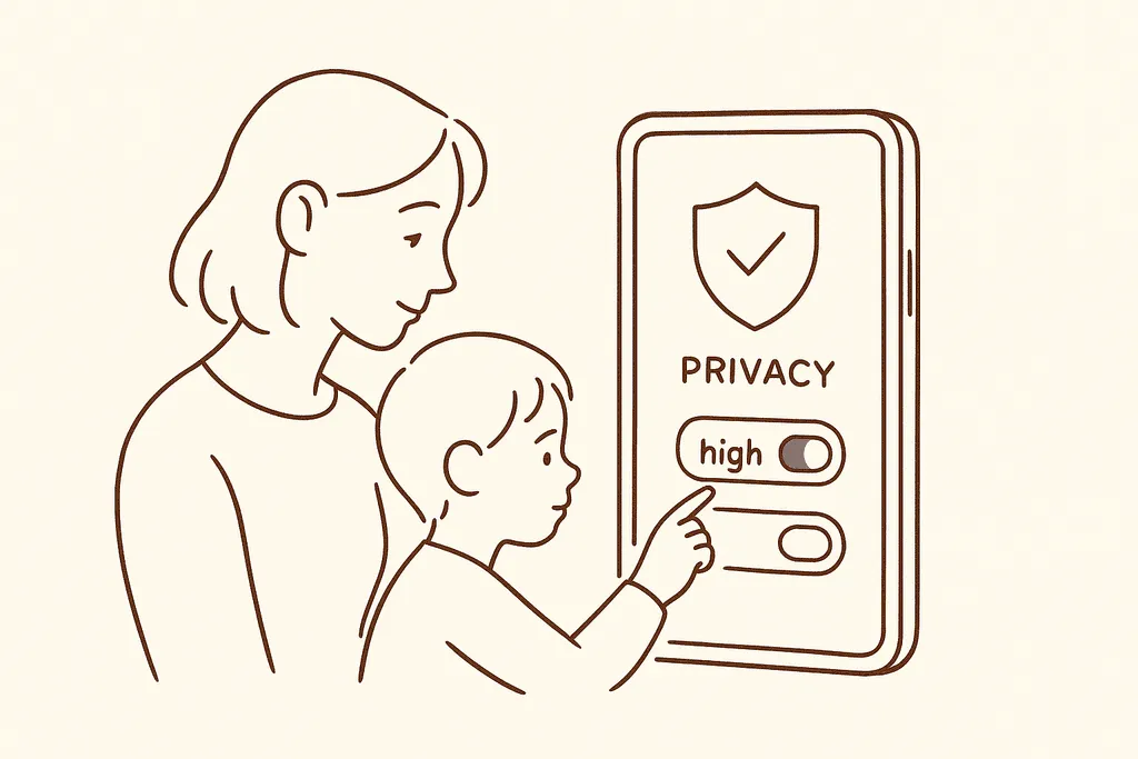 A phone showing privacy settings switched to high