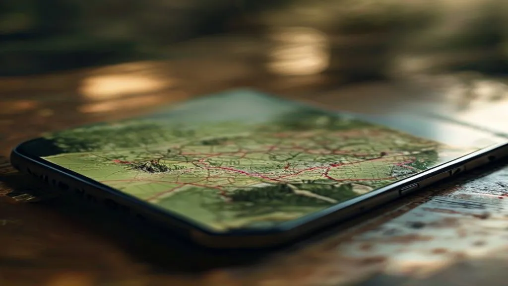 A map view on a smartphone screen, slightly blurred