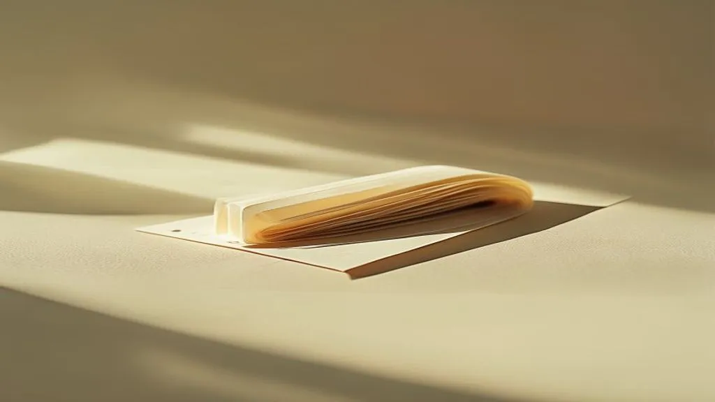 A folded strip of soft tape on a pale surface